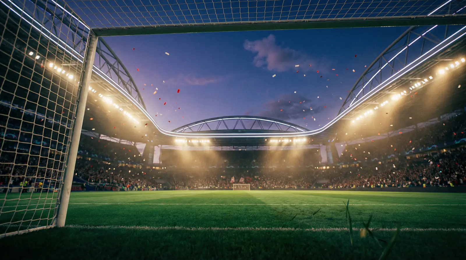 Stade de football illuminé lors d'un match de la Coupe du Monde 2026